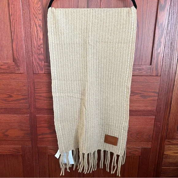 NWT Coach Merino Wool Alpaca Cashmere Chunky Oversized Camel Muffler C5129 - Picture 3 of 9
